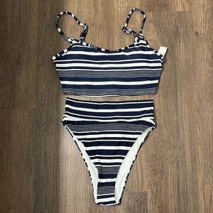 AERIE Blue & White Stripe Bikini Set NWT